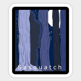 Sasquatch (Bigfoot) Hides in the Trees Artwork Sticker